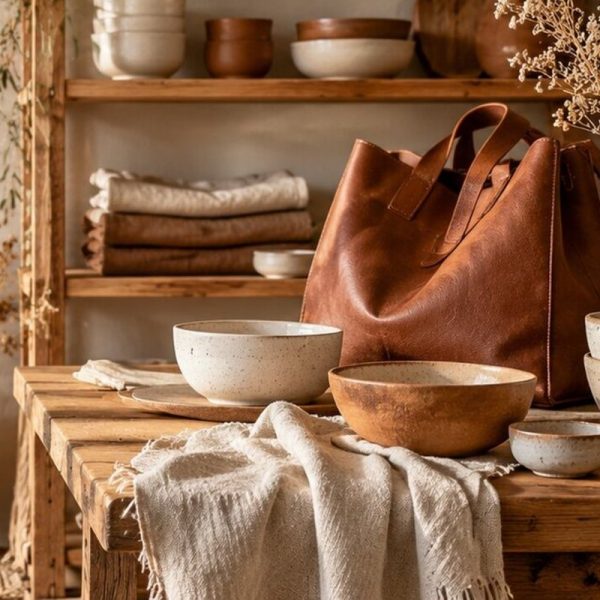 Leder-Shopper Cognac